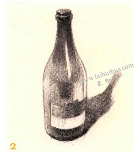 红酒瓶素描画法步骤02