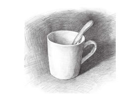 水杯素描画法