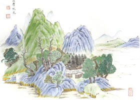 临钱选《山居图》古画临摹