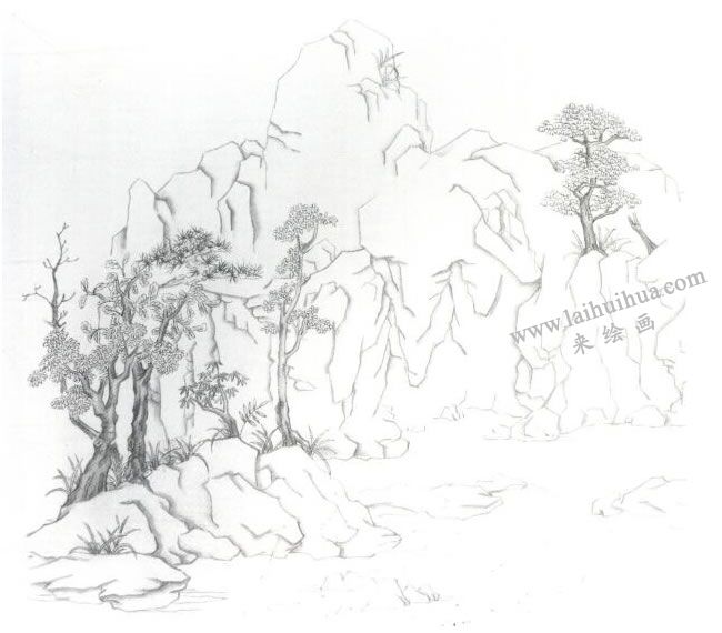 大青绿山水《南京瞻园》国画写生画法步骤02