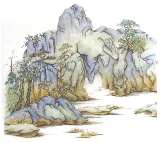 大青绿山水《南京瞻园》国画写生画法步骤04