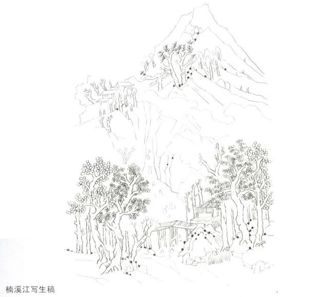 《楠溪江》小青绿山水画写生画法