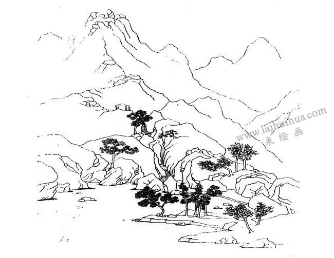 《山水》的创作过程步骤01