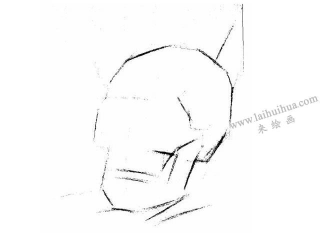 石膏头骨素描画法步骤01