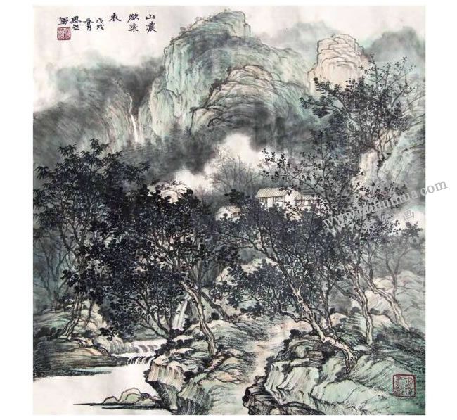 国画夏景《山浓欲染衣》创作步骤04