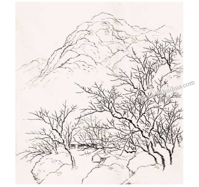 冬景《芳林染素》创作步骤01