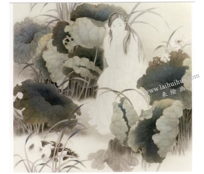 工笔仕女画《荷阴》画法步骤04