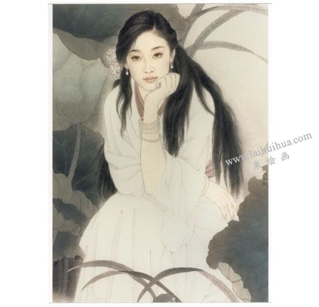 工笔仕女画《荷阴》画法步骤06
