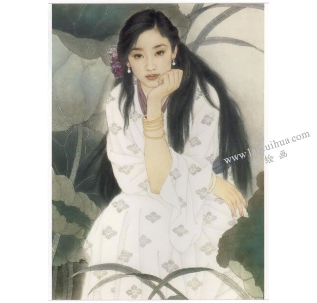 工笔仕女画《荷阴》画法步骤07