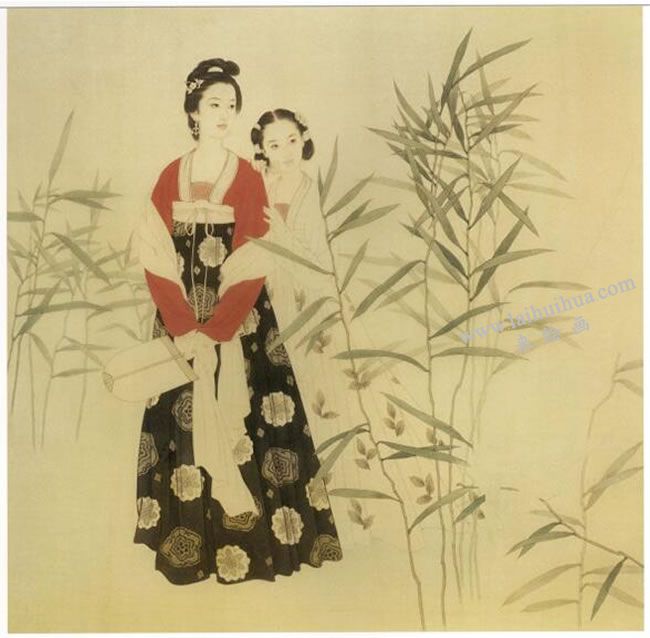 工笔仕女画《郊游图》画法步骤04