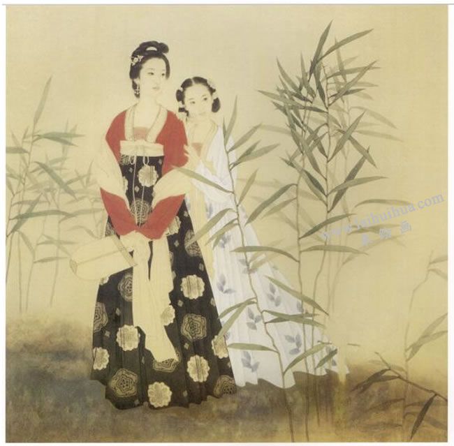 工笔仕女画《郊游图》画法步骤05