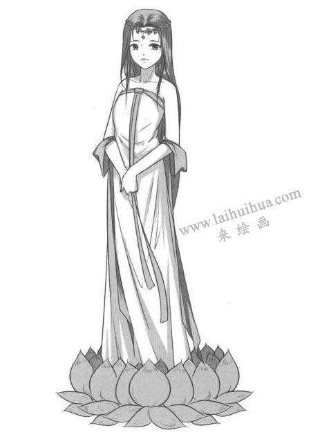 卡通漫画仙女素描画法步骤06