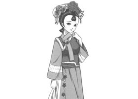 古代宫廷格格卡通漫画素描绘制