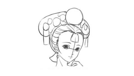 古代宫廷格格卡通漫画素描绘制步骤03
