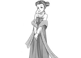 古代宫廷侍女卡通漫画素描