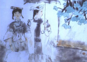 水墨人物画《雨中》画法步骤