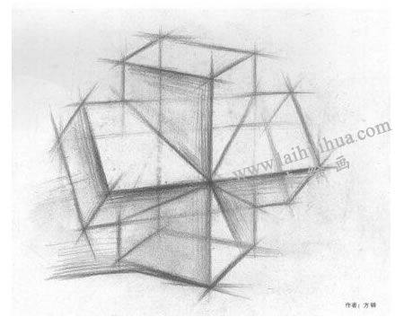 方柱贯穿体素描写生步骤04