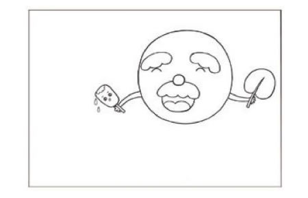 太阳公公儿童画线描绘画步骤01