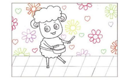 小鼓手儿童画线描绘画步骤01