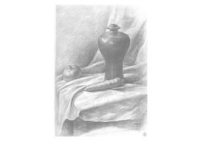 罐子、胡萝卜和洋葱组合素描画法