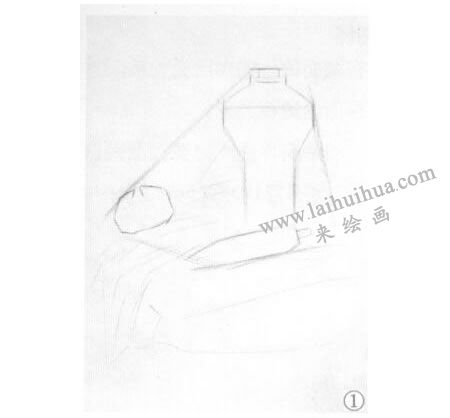 罐子、胡萝卜和洋葱组合素描画法步骤01