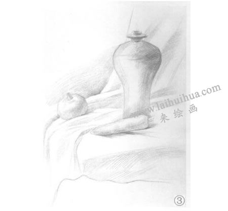 罐子、胡萝卜和洋葱组合素描画法步骤03