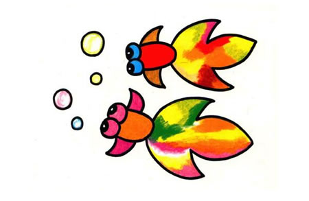 金鱼油画棒作画步骤图解05