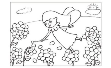 花仙子儿童线描画创作步骤02