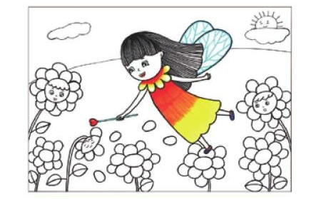 花仙子儿童线描画创作步骤03