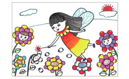 花仙子儿童线描画创作步骤05