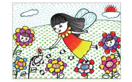 花仙子儿童线描画创作步骤06