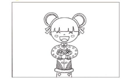 过年啦儿童线描画创作步骤01