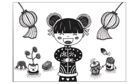 过年啦儿童线描画创作步骤05