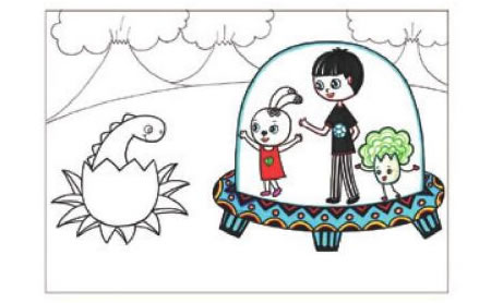 时空穿梭儿童线描画创作步骤03