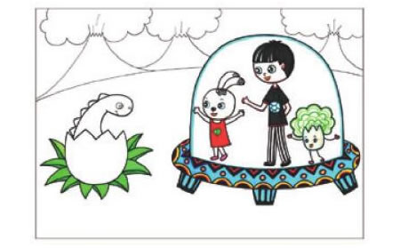 时空穿梭儿童线描画创作步骤04