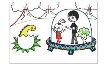 时空穿梭儿童线描画创作步骤05