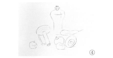 有苹果的静物组合素描画法步骤04