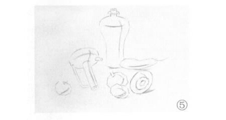 有苹果的静物组合素描画法步骤05