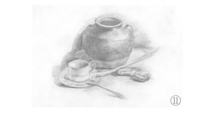 有咖啡杯的静物组合素描画法步骤11