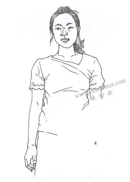 人物本身正面线描写生画法步骤04