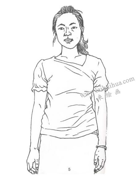 人物本身正面线描写生画法步骤05