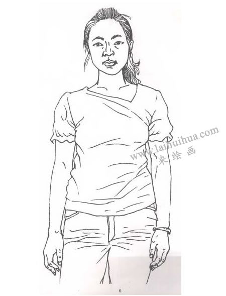 人物本身正面线描写生画法步骤06