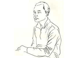人物本身半侧面线描写生