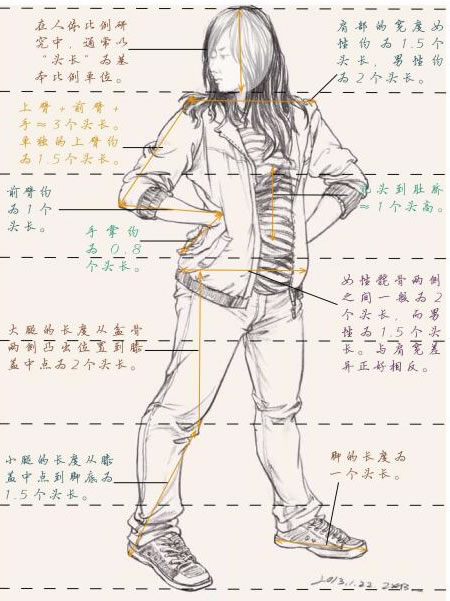 速写整体大动作训练之比例与动态