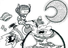 我想去太空旅行儿童线描画法步骤