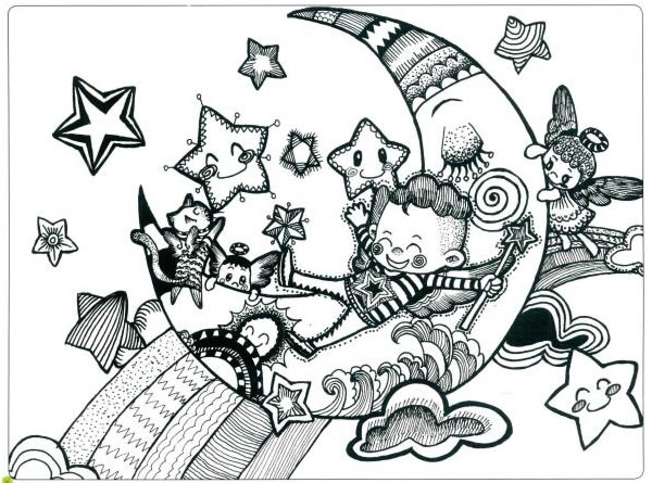 童年的梦想儿童线描画法步骤