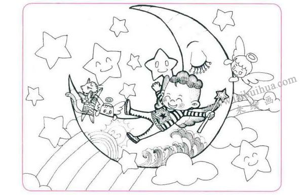 童年的梦想儿童线描画法步骤03