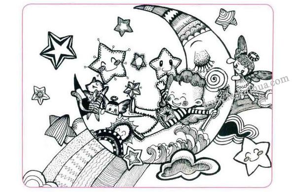 童年的梦想儿童线描画法步骤04