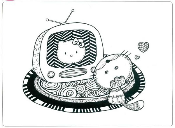 电视机儿童线描画法步骤