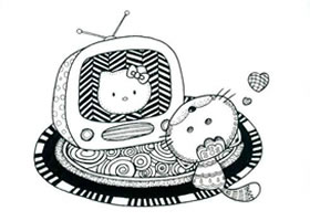 电视机儿童线描画法步骤